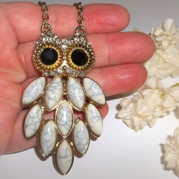 Fashion Jewelry Jewelry - Long Owl Necklace, Gold Owl Necklace, Owl Jewelry, Pre-owned Owl Necklace, 7585